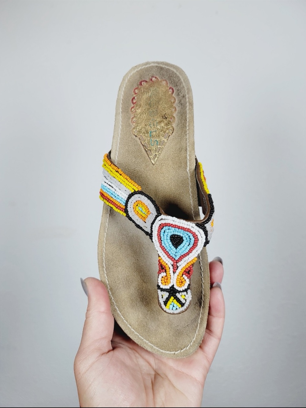 Reegles Beaded Multicolor Women’s Thong Sandal, Size 6.5